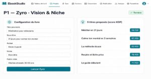 Score de réussite Zyro pour créer un livre avec EbookStudio.